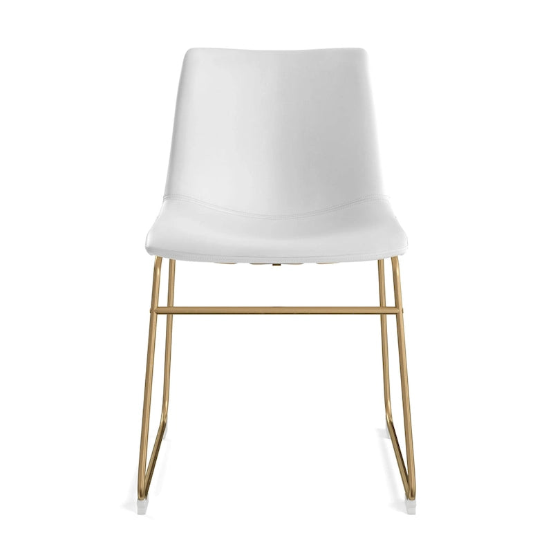 Vegan Leather Side Chairs with Gold Legs (Set of 2)