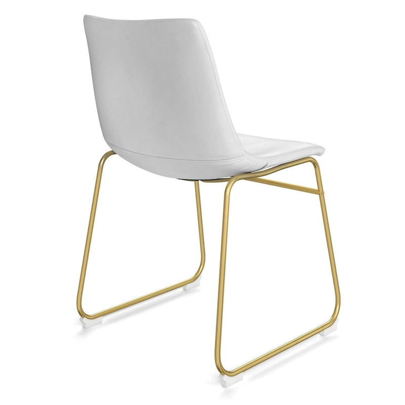 Vegan Leather Side Chairs with Gold Legs (Set of 2)