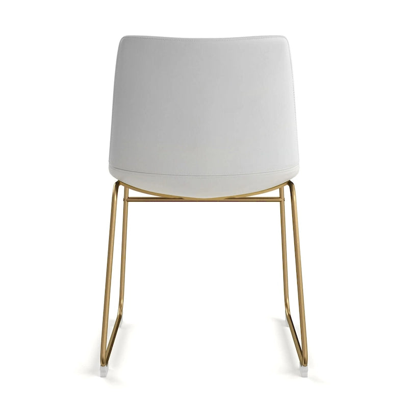 Vegan Leather Side Chairs with Gold Legs (Set of 2)