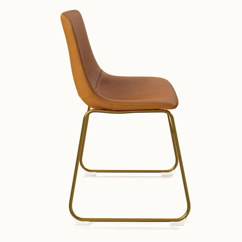 Vegan Leather Side Chairs with Gold Legs (Set of 2)