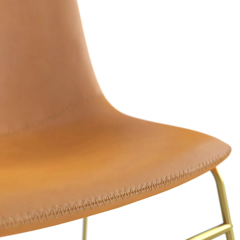 Vegan Leather Side Chairs with Gold Legs (Set of 2)
