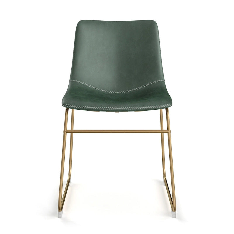Vegan Leather Side Chairs with Gold Legs (Set of 2)