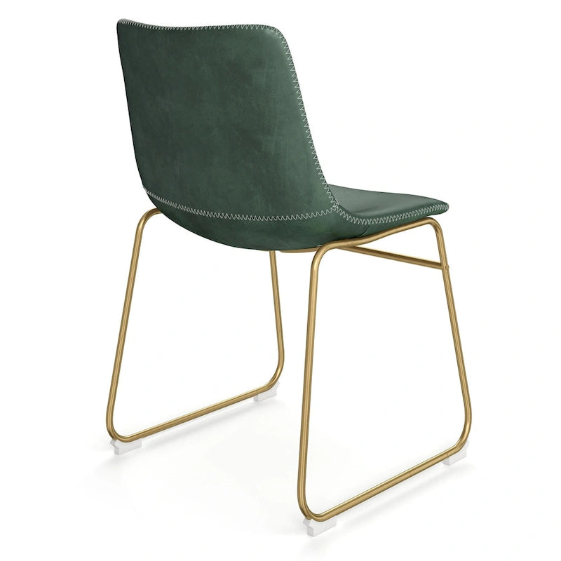 Vegan Leather Side Chairs with Gold Legs (Set of 2)