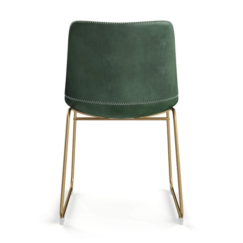 Vegan Leather Side Chairs with Gold Legs (Set of 2)