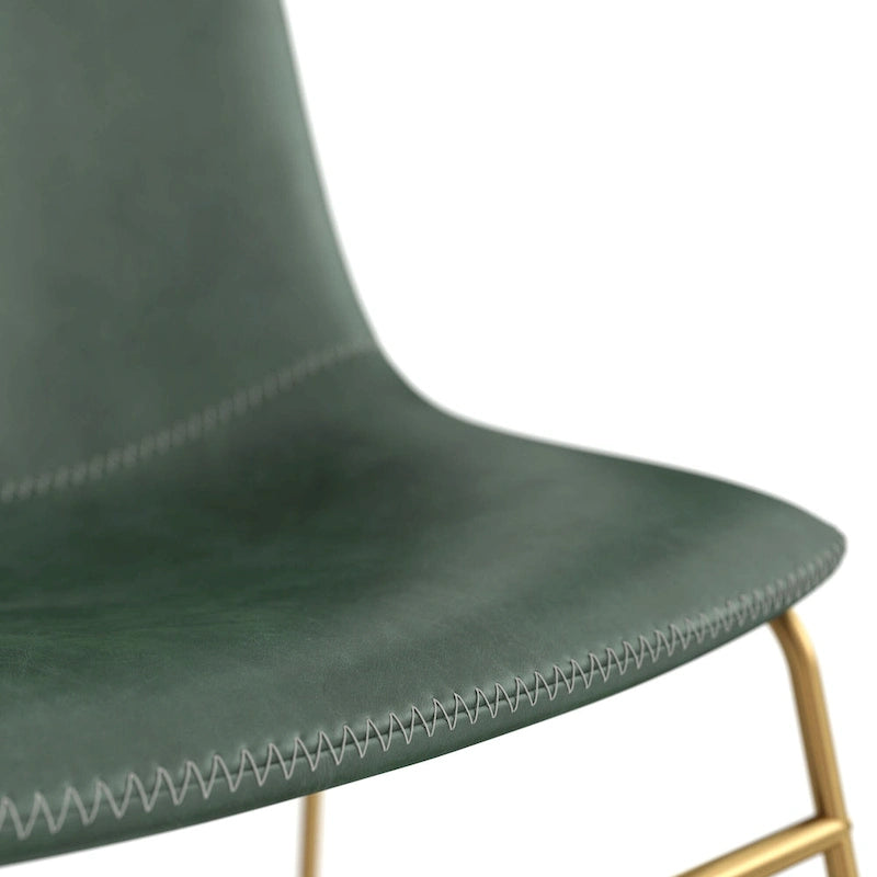 Vegan Leather Side Chairs with Gold Legs (Set of 2)