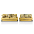 Taupe Contemporary Fabric Padded Nailhead 2-Piece Sofa and Loveseat Set by