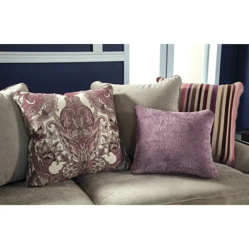Taupe Contemporary Fabric Padded Nailhead 2-Piece Sofa and Loveseat Set by