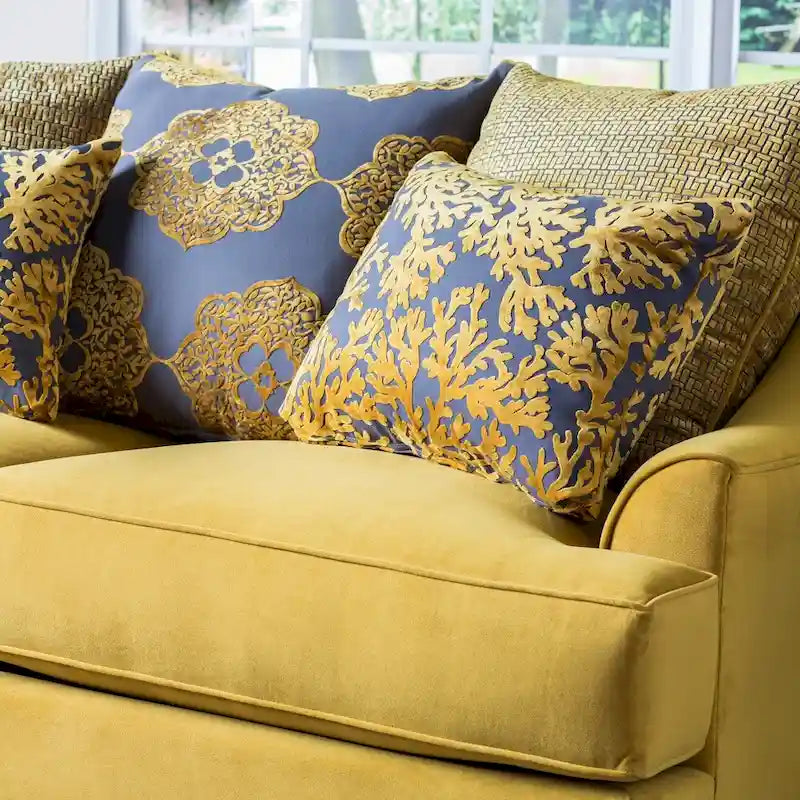 Taupe Contemporary Fabric Padded Nailhead 2-Piece Sofa and Loveseat Set by