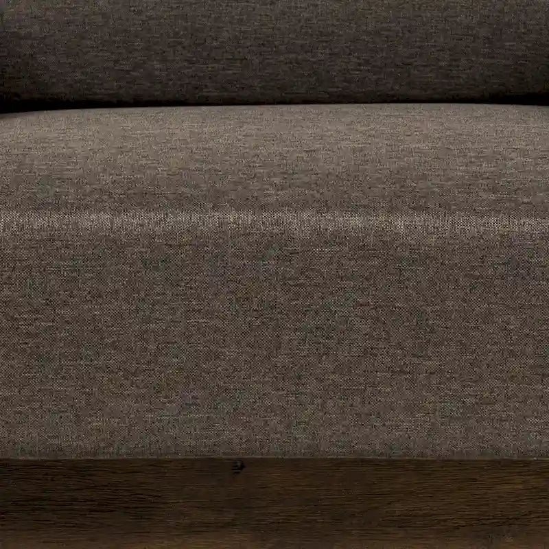 Rustic Oak and Linen Fabric 2-Piece Sofa Set by