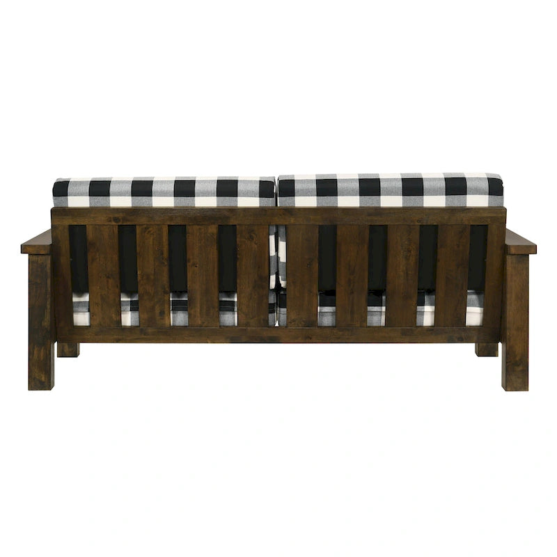 Rustic Oak and Linen Fabric 2-Piece Sofa Set by