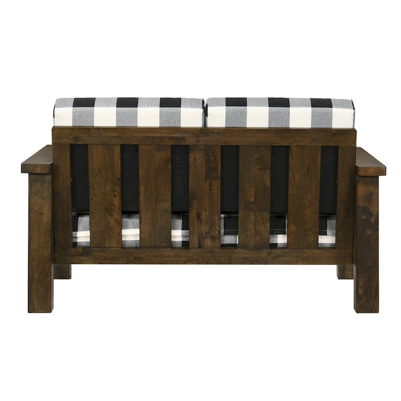 Rustic Oak and Linen Fabric 2-Piece Sofa Set by
