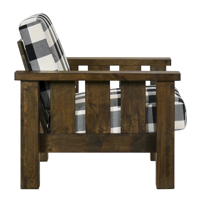 Rustic Oak and Linen Fabric 2-Piece Sofa Set by
