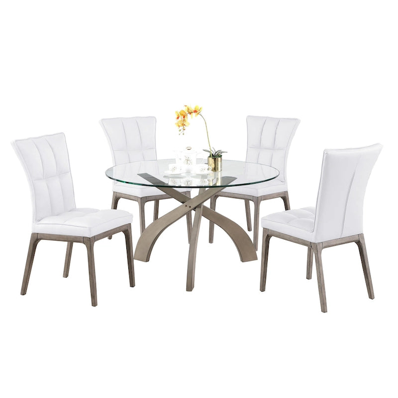 Criss Cross Dining Set with White Chairs