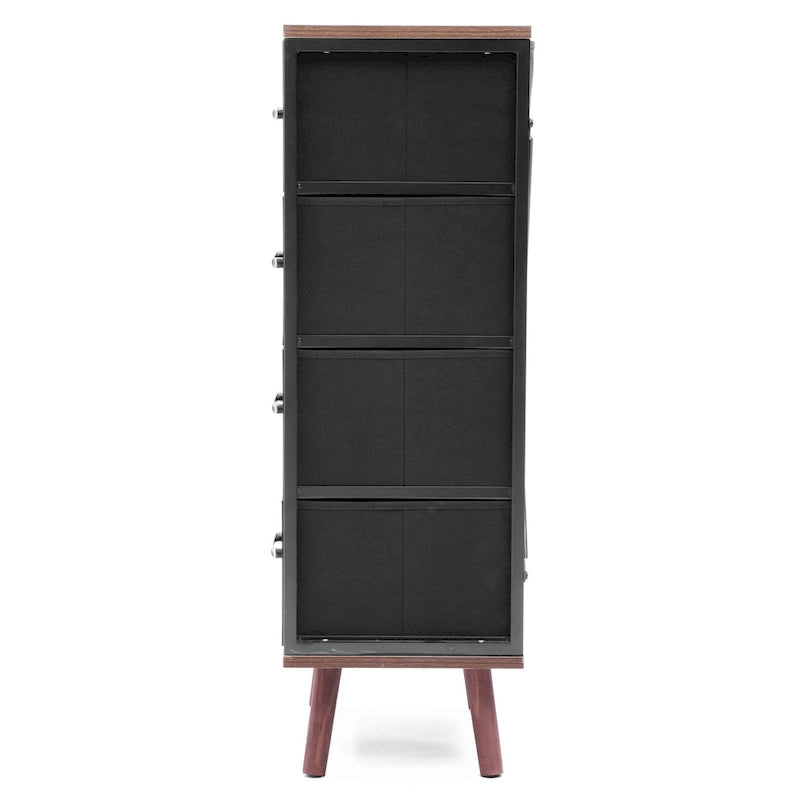 Black Manufactured Wood 4-Drawer Accent Chest with Brown Accents
