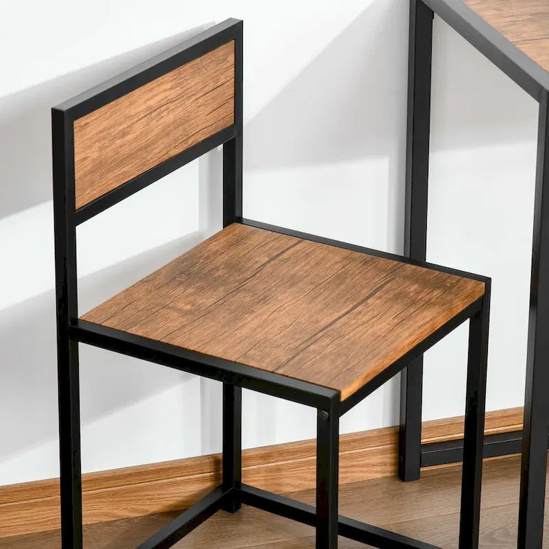 Industrial 3-Piece Dining Table and 2 Chair Set for Small Space in the Dining Room or Kitchen - 35.5 L x 18.5 W x 30 H
