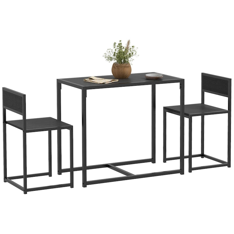 Industrial 3-Piece Dining Table and 2 Chair Set for Small Space in the Dining Room or Kitchen - 35.5 L x 18.5 W x 30 H