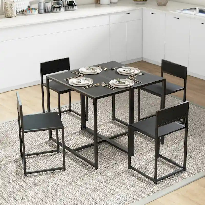 Industrial 3-Piece Dining Table and 2 Chair Set for Small Space in the Dining Room or Kitchen - 35.5 L x 18.5 W x 30 H