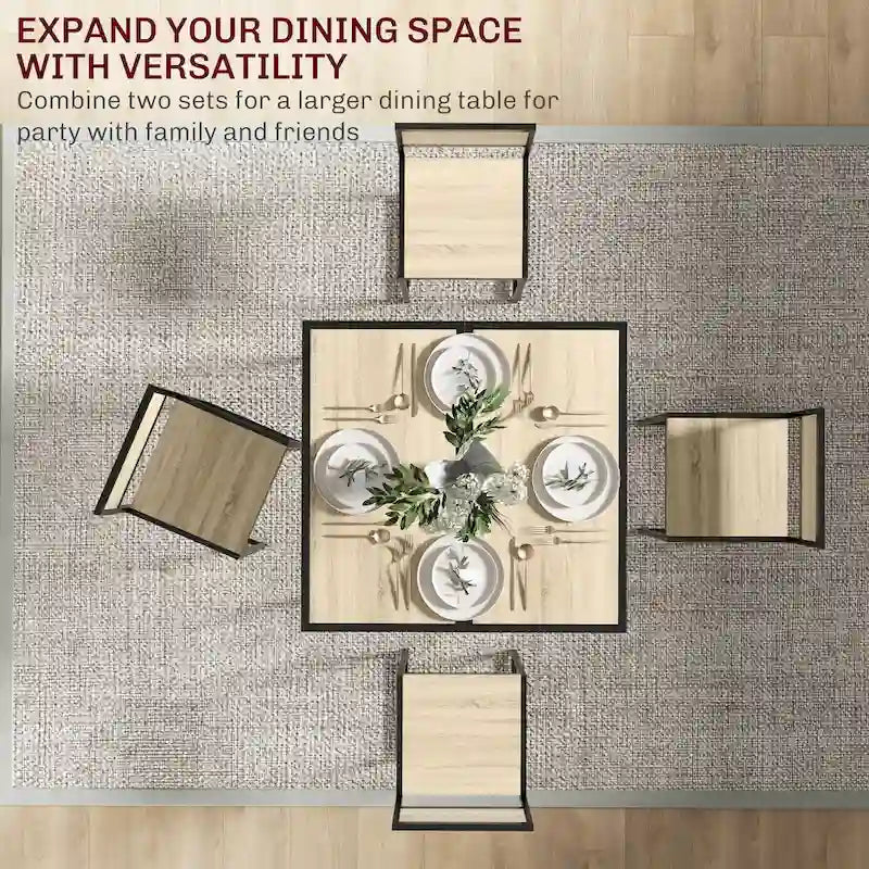 Industrial 3-Piece Dining Table and 2 Chair Set for Small Space in the Dining Room or Kitchen - 35.5 L x 18.5 W x 30 H