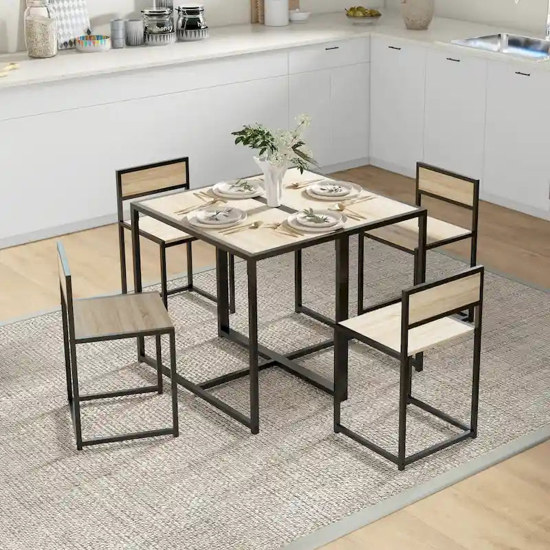 Industrial 3-Piece Dining Table and 2 Chair Set for Small Space in the Dining Room or Kitchen - 35.5 L x 18.5 W x 30 H