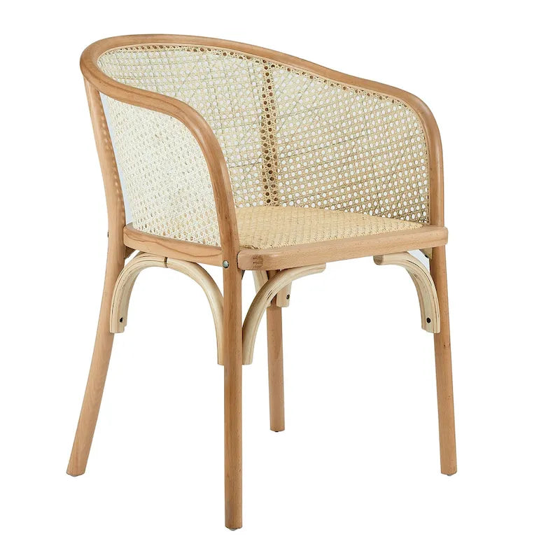 Armchair in Natural with Natural Rattan Seat - Set of 1