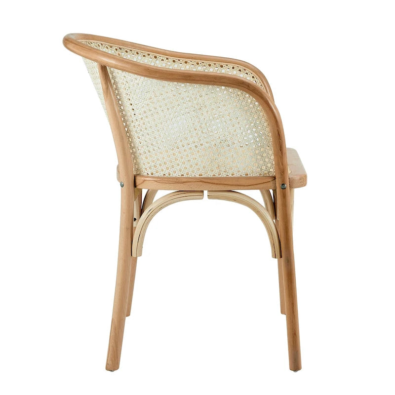 Armchair in Natural with Natural Rattan Seat - Set of 1