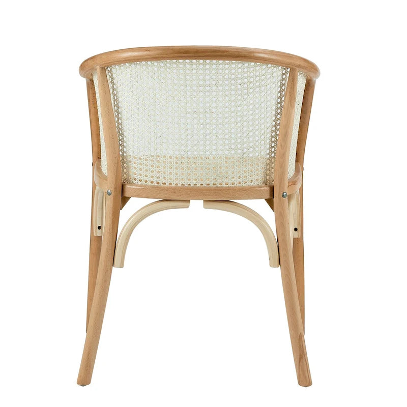 Armchair in Natural with Natural Rattan Seat - Set of 1