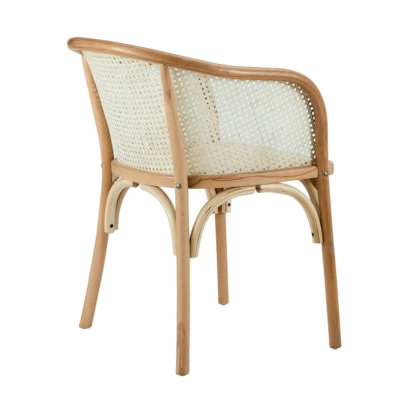 Armchair in Natural with Natural Rattan Seat - Set of 1