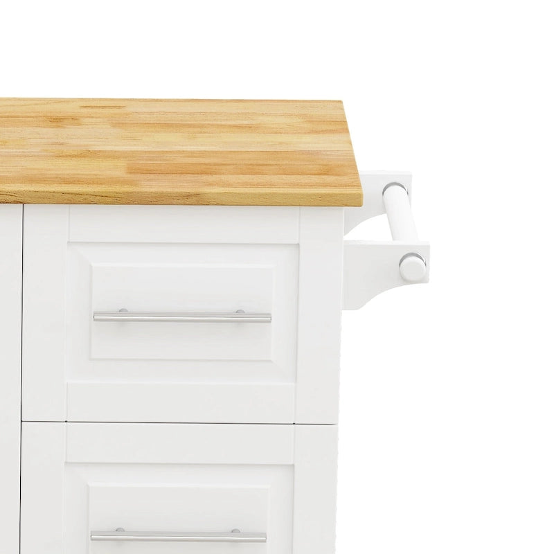 Kitchen Island Cart with 2 Door Cabinet and Three Drawers