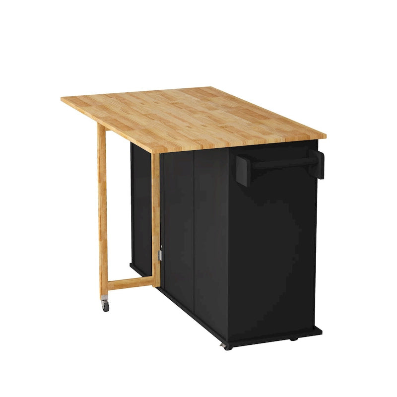 Kitchen Island Cart with 2 Door Cabinet and Three Drawers