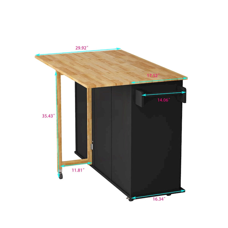Kitchen Island Cart with 2 Door Cabinet and Three Drawers