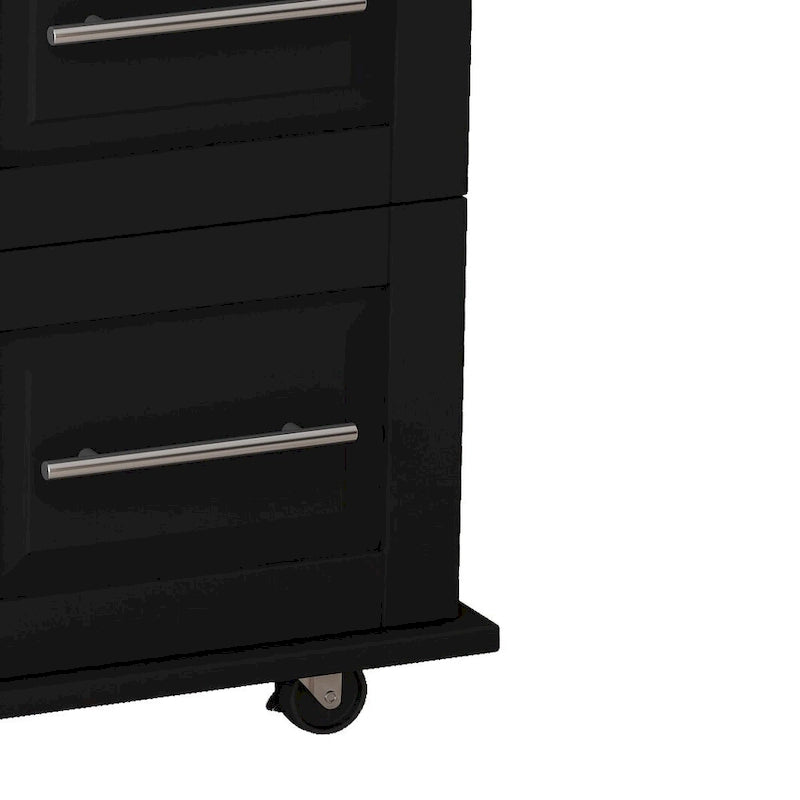 Kitchen Island Cart with 2 Door Cabinet and Three Drawers
