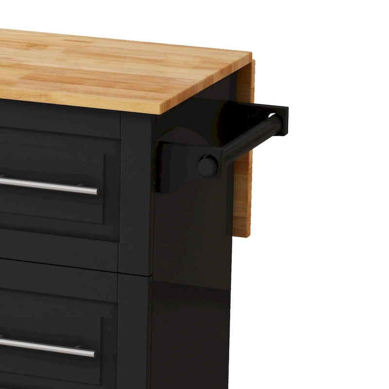 Kitchen Island Cart with 2 Door Cabinet and Three Drawers