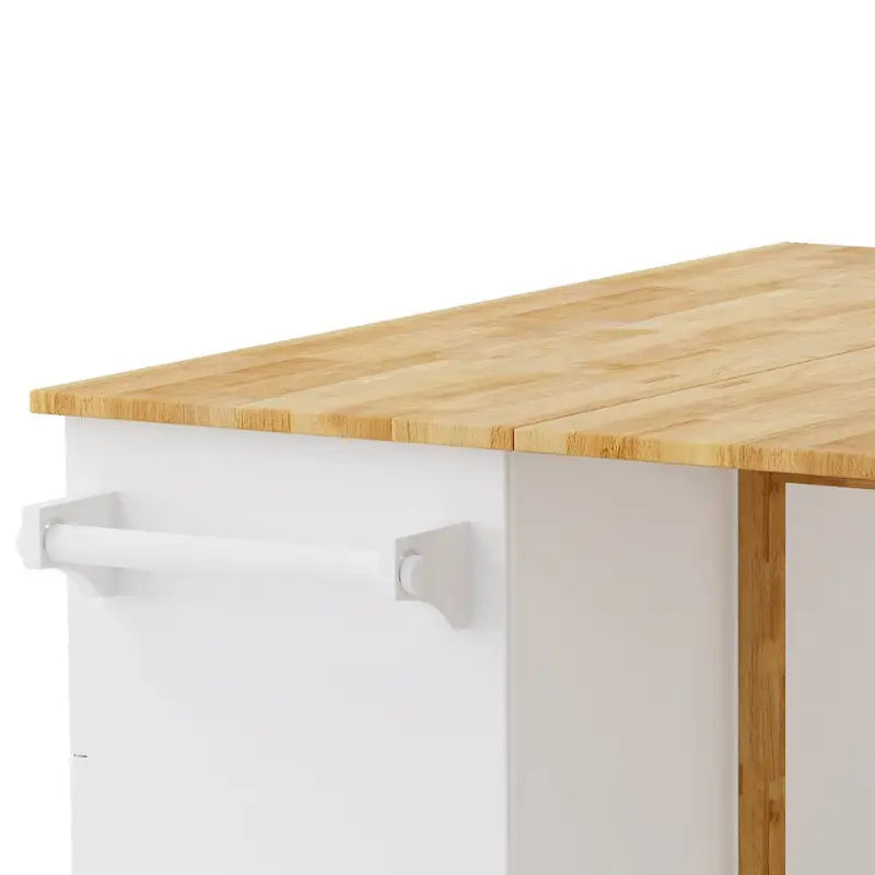 Kitchen Island Cart with 2 Door Cabinet and Three Drawers