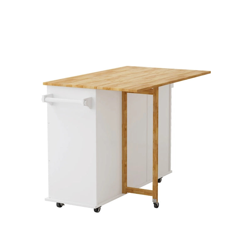 Kitchen Island Cart with 2 Door Cabinet and Three Drawers