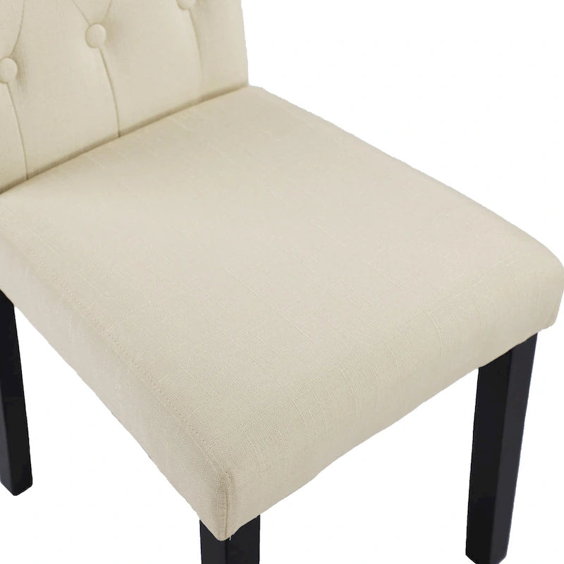 Fabric Upholstery Button Tufted Dining Chairs Set of 2