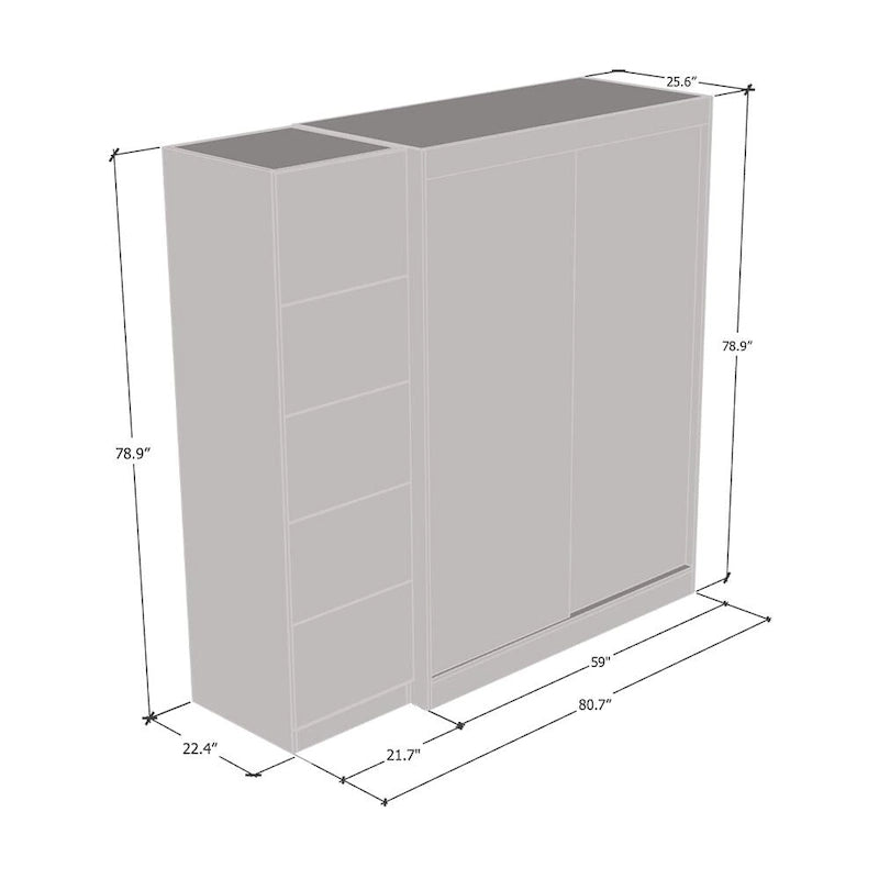 2D-EX Wardrobe with 1 Mirror