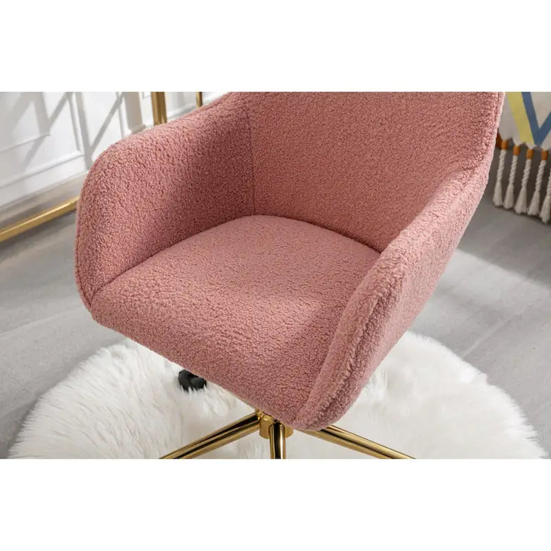 Modern Home Office Chair with Gold Metal Legs and Universal Wheels
