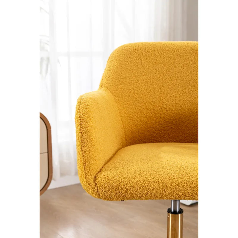 Modern Home Office Chair with Gold Metal Legs and Universal Wheels