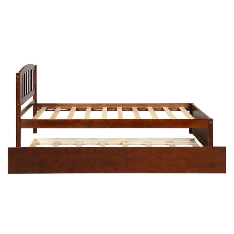 Twin size Platform Wood Bed Frame with Trundle