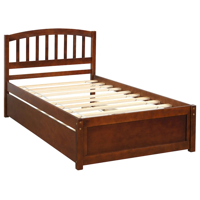 Twin size Platform Wood Bed Frame with Trundle