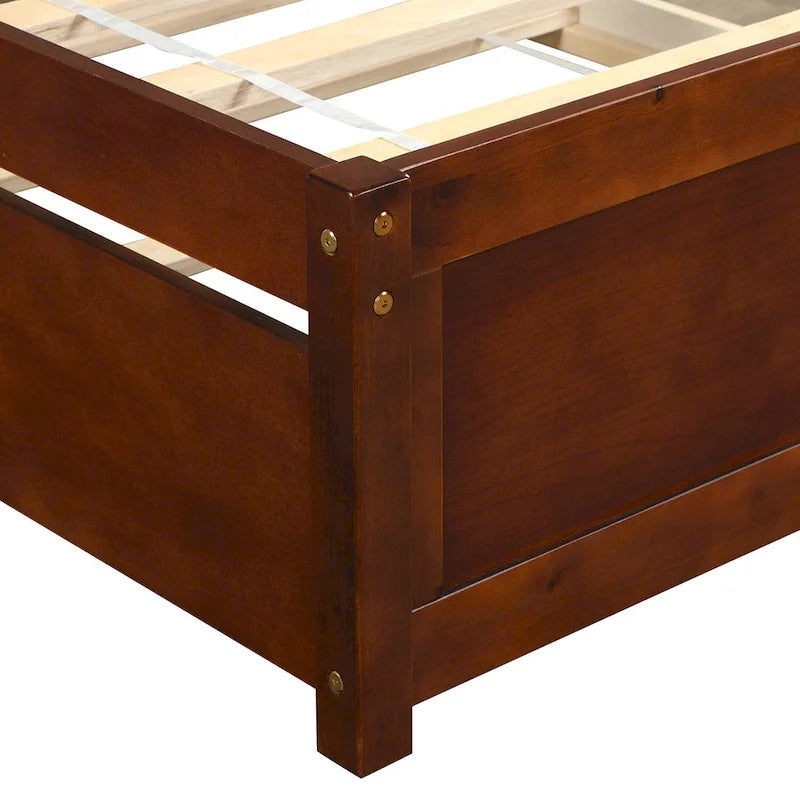 Twin size Platform Wood Bed Frame with Trundle
