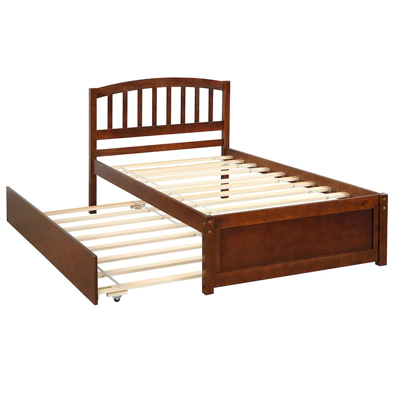 Twin size Platform Wood Bed Frame with Trundle