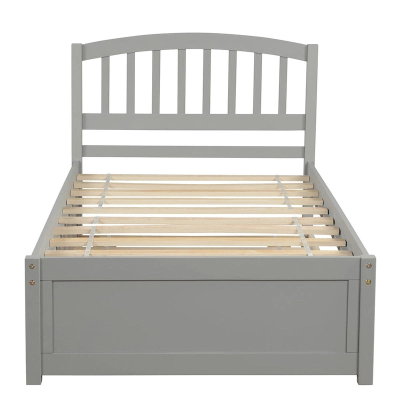 Twin size Platform Wood Bed Frame with Trundle
