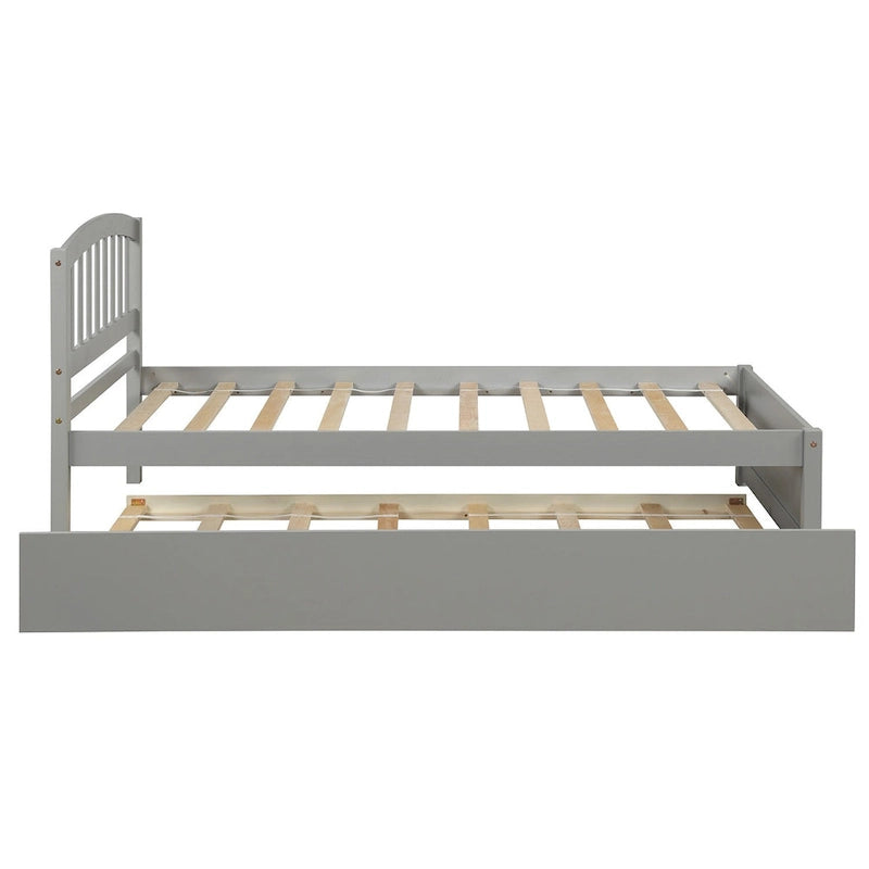 Twin size Platform Wood Bed Frame with Trundle