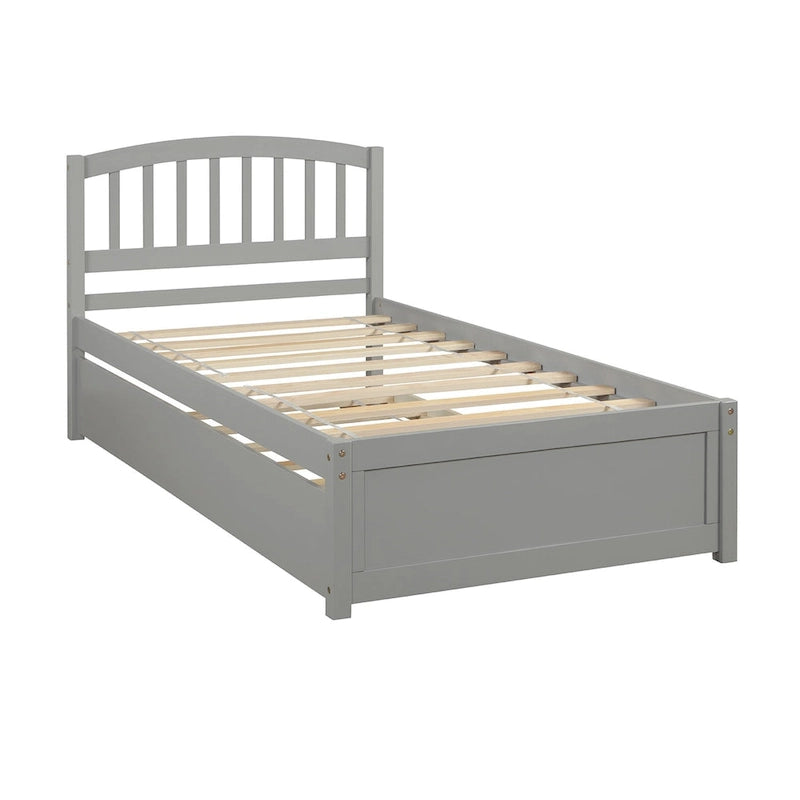 Twin size Platform Wood Bed Frame with Trundle