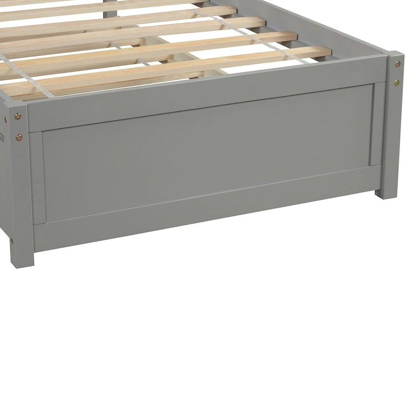Twin size Platform Wood Bed Frame with Trundle