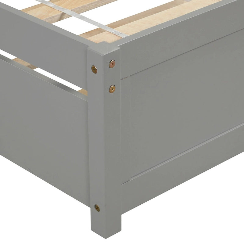 Twin size Platform Wood Bed Frame with Trundle