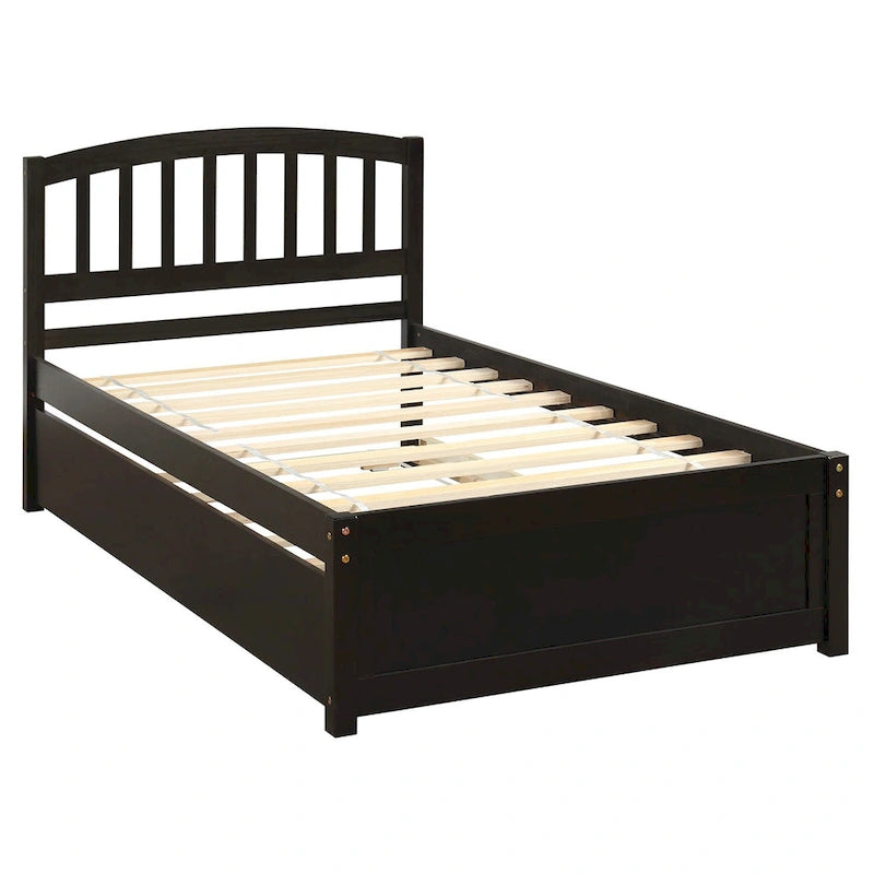 Twin size Platform Wood Bed Frame with Trundle