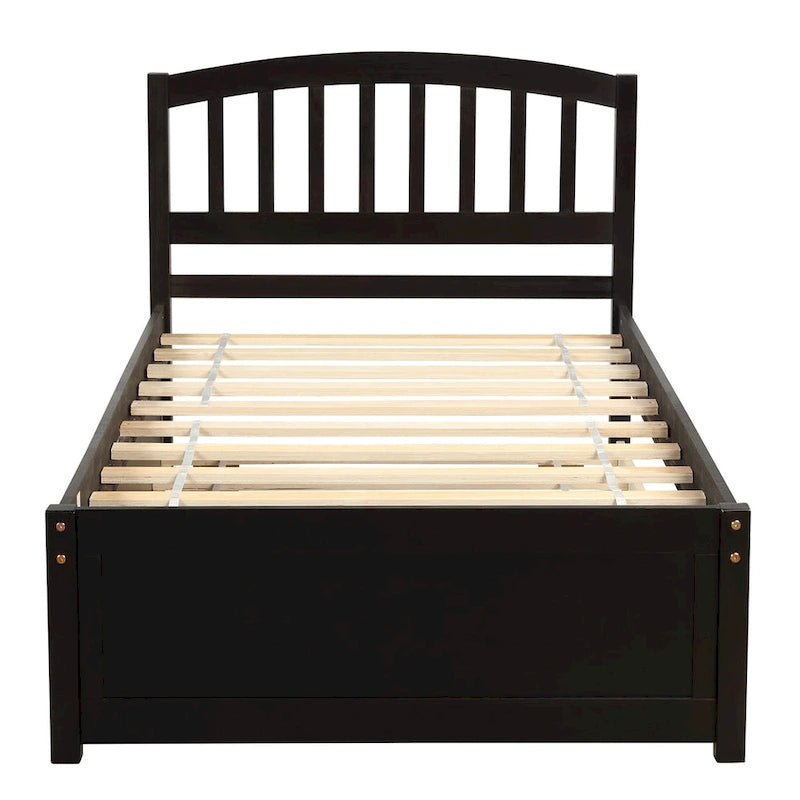 Twin size Platform Wood Bed Frame with Trundle