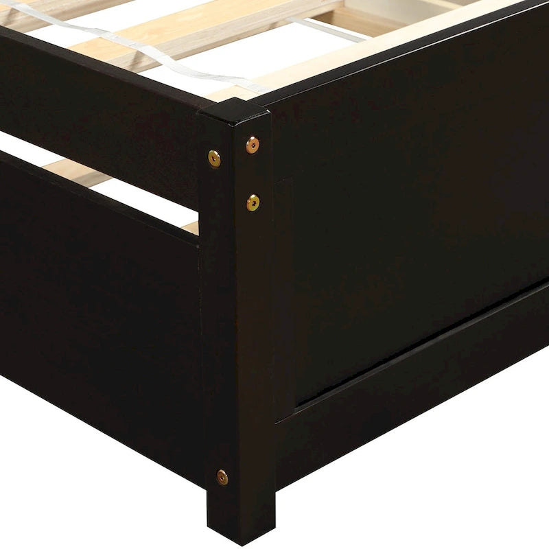 Twin size Platform Wood Bed Frame with Trundle